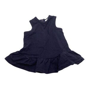 Ralph Lauren Baby Girl Size 3M Sleeveless Navy Blue Dress With Ruffle Hem Cotton